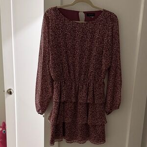 1. State Maroon Floral Long Sleeve Dress